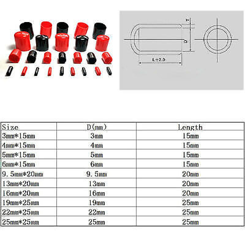 5-50PCS 3-25mm End Cap PVC Plastic Cable Wire Thread Waterproof Cover Vinyl End