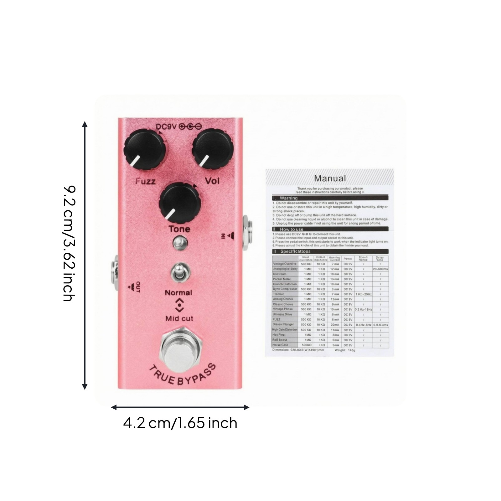Guitar Fuzz Pedal True Fuzz Pedal Rectangular