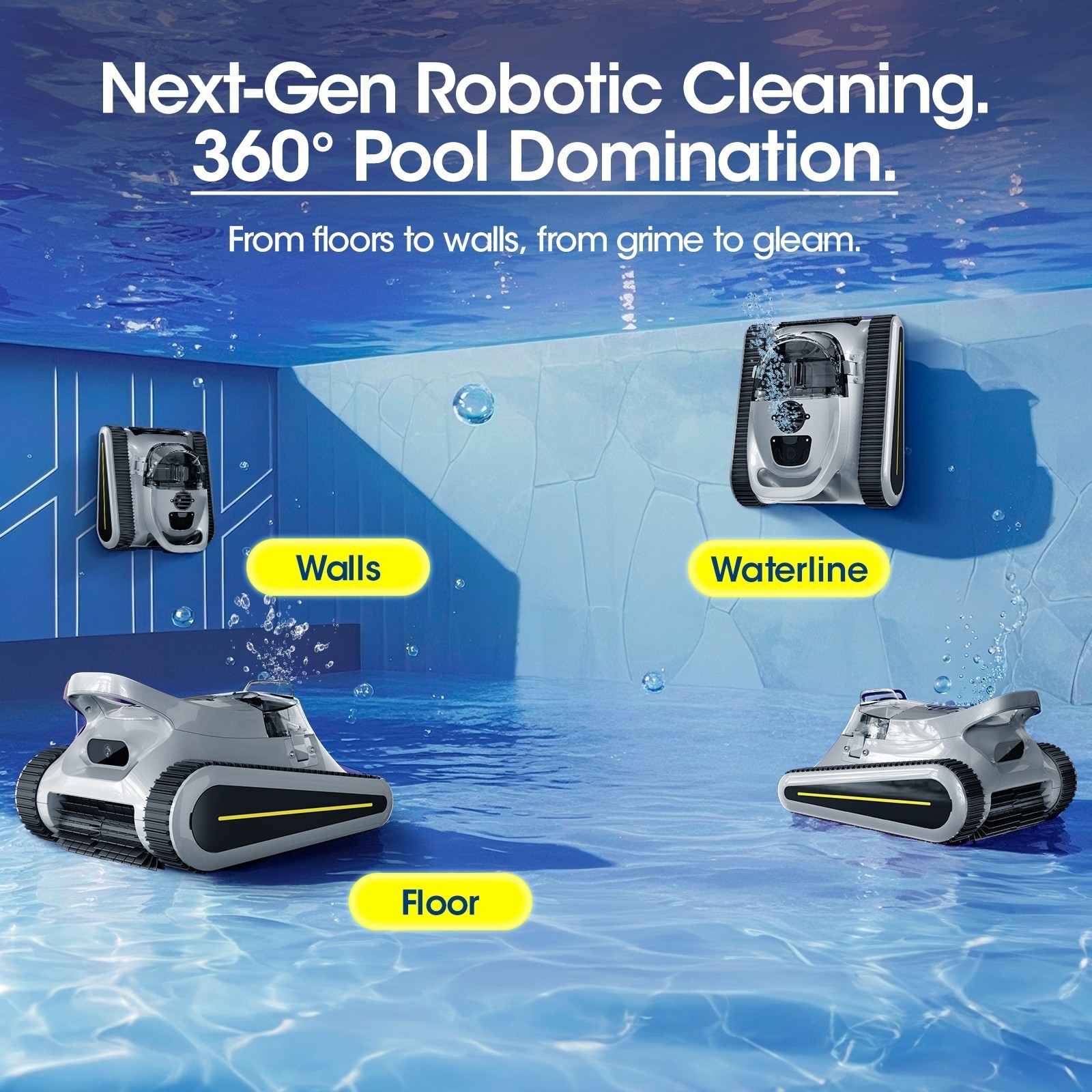 Seauto Cordless Robotic Pool Cleaner Sonar Navigation 3 Modes Automatic Open Box