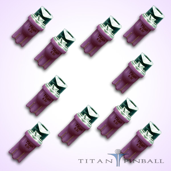 (10 Pack) - 6.3 Volt LED Bulb Concave 555 Wedge Base (T10) Pinball - PURPLE