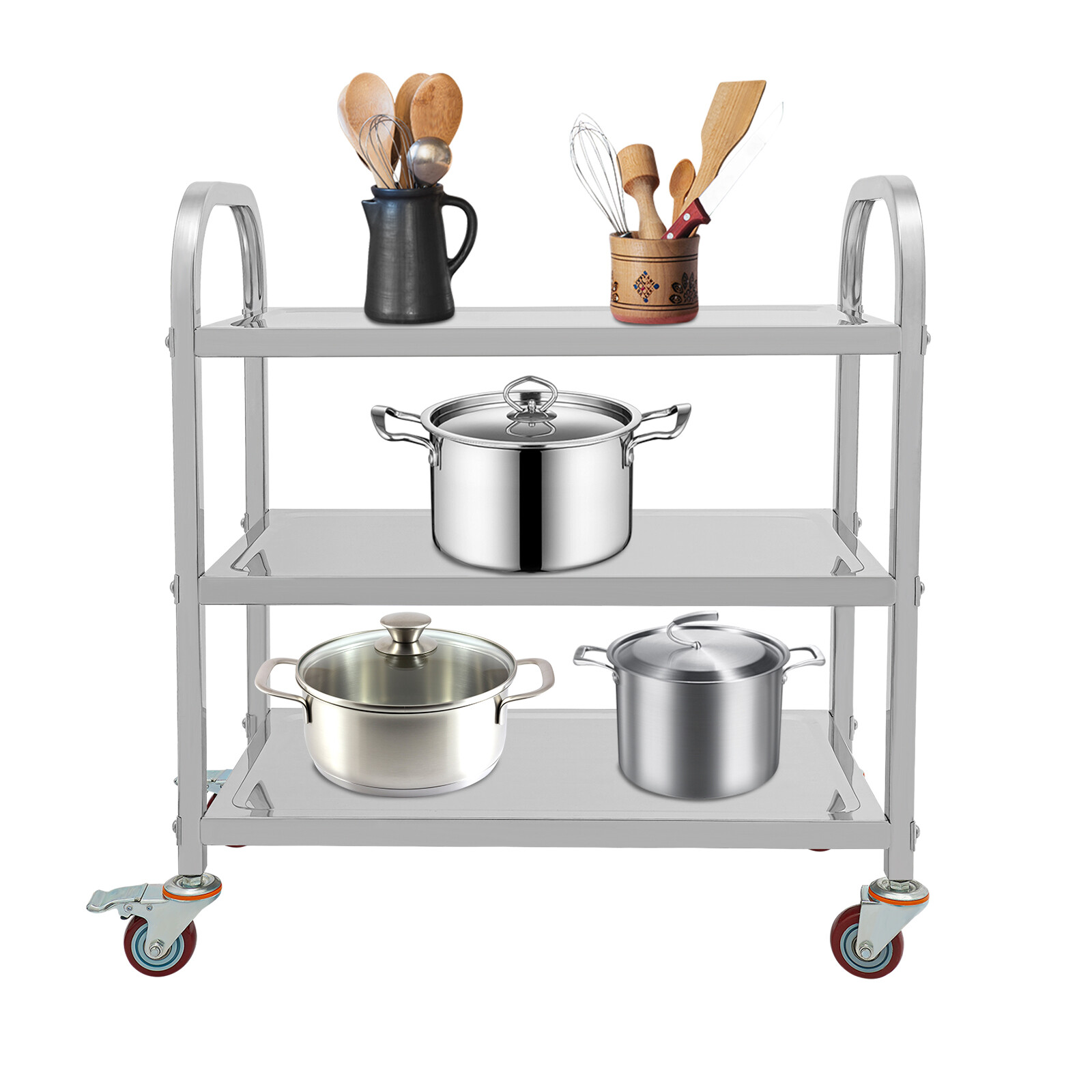 3 Tier Stainless Steel Kitchen Trolley Cart, Kitchen Trolley Car