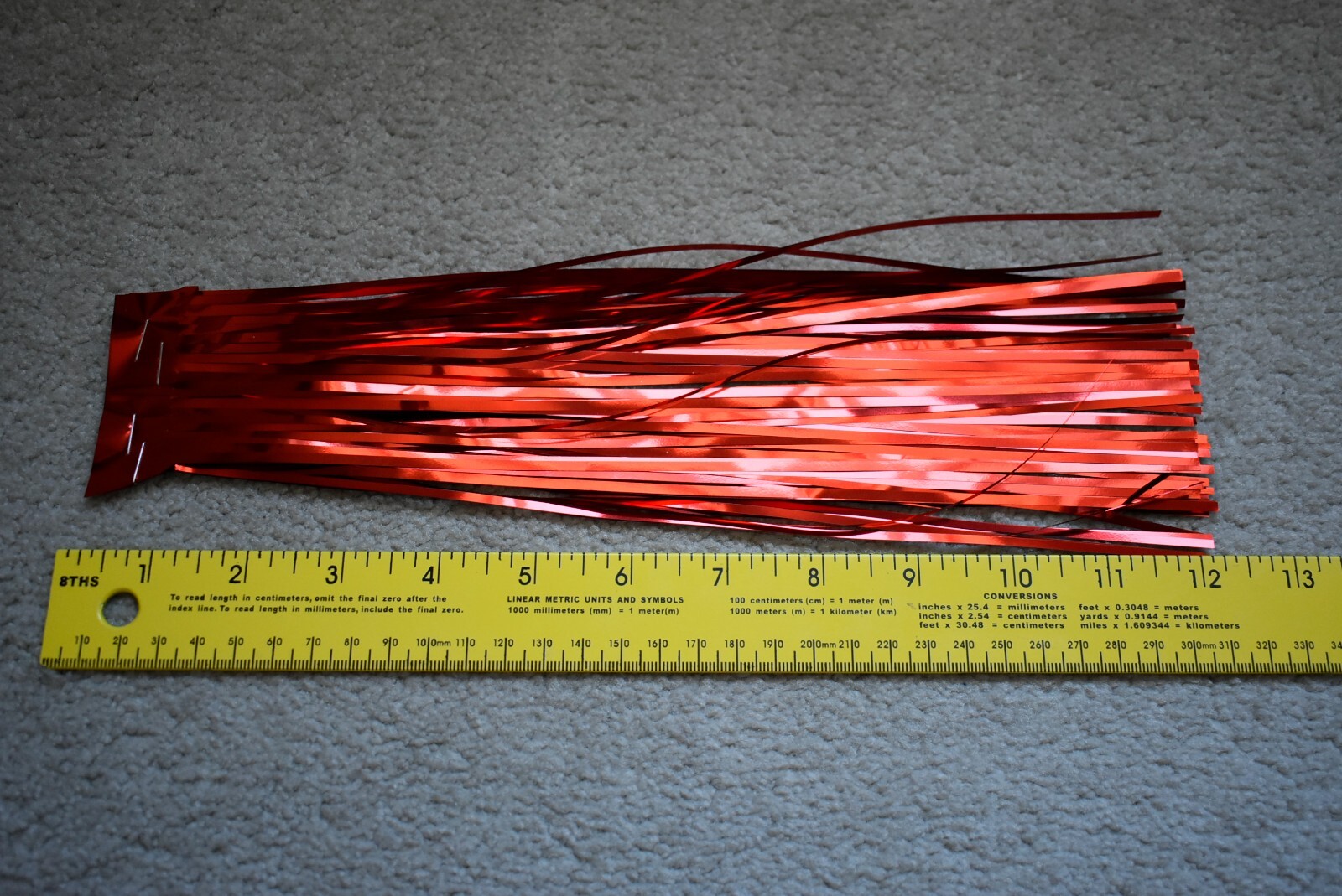 1/8" Wide SOLID RED Fly Flash Strands FLASHABOU Tinsel Fly Tying, 12" Long