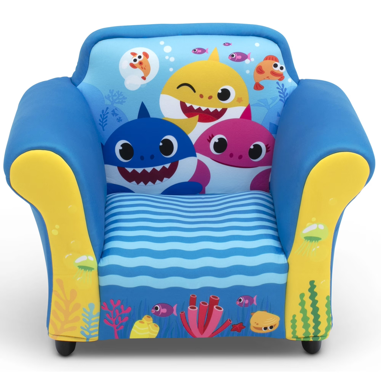 Upholstered Accent Chair with Sculpted Frame by , Blue