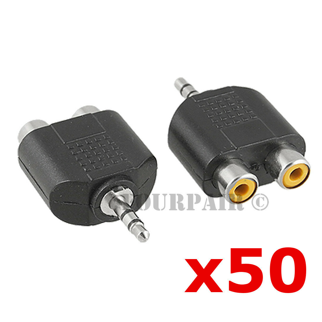 50 Pack Dual RCA Female Jacks to 3.5mm Stereo Male Y Splitter Adapter Headphones