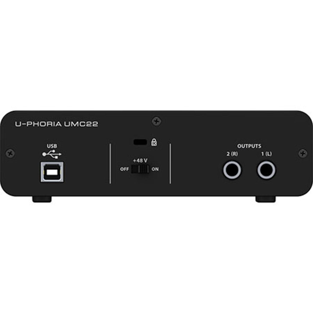 Behringer UMC22 Audiophile 2x2, 48 kHz USB Audio Interface with Midas Small