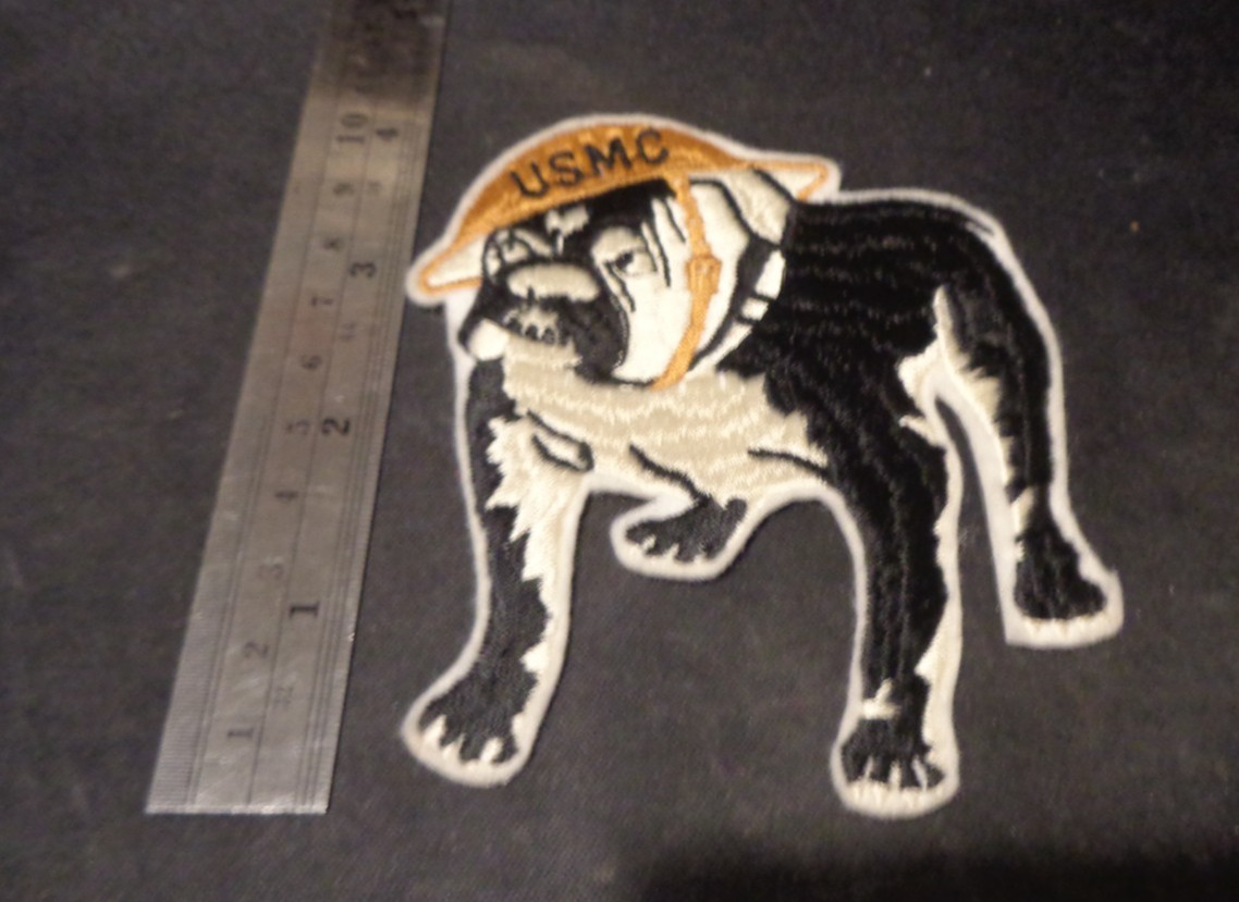 US MARINES BULLDOG HAT PATCH DEVIL DOG USMC CHESTY HELMET COLOR PATCH