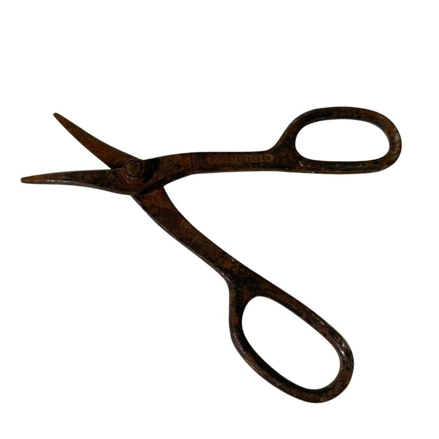 Vintage FORGED STEEL Shears Metal Tin Snips Scissors Blacksmith Collectible USA