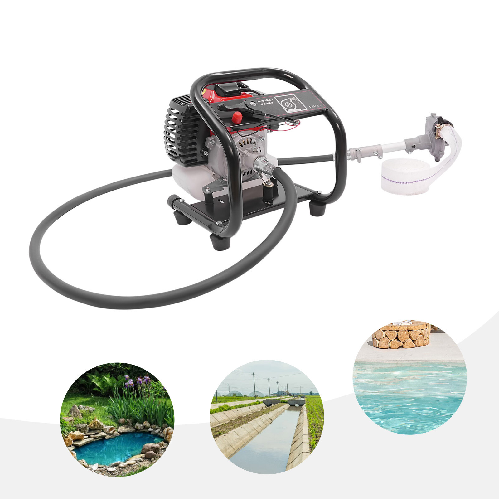 2 Stroke Portable Gasoline Water Pump 1.5" Gas-Powered Water Transfer Pump USA