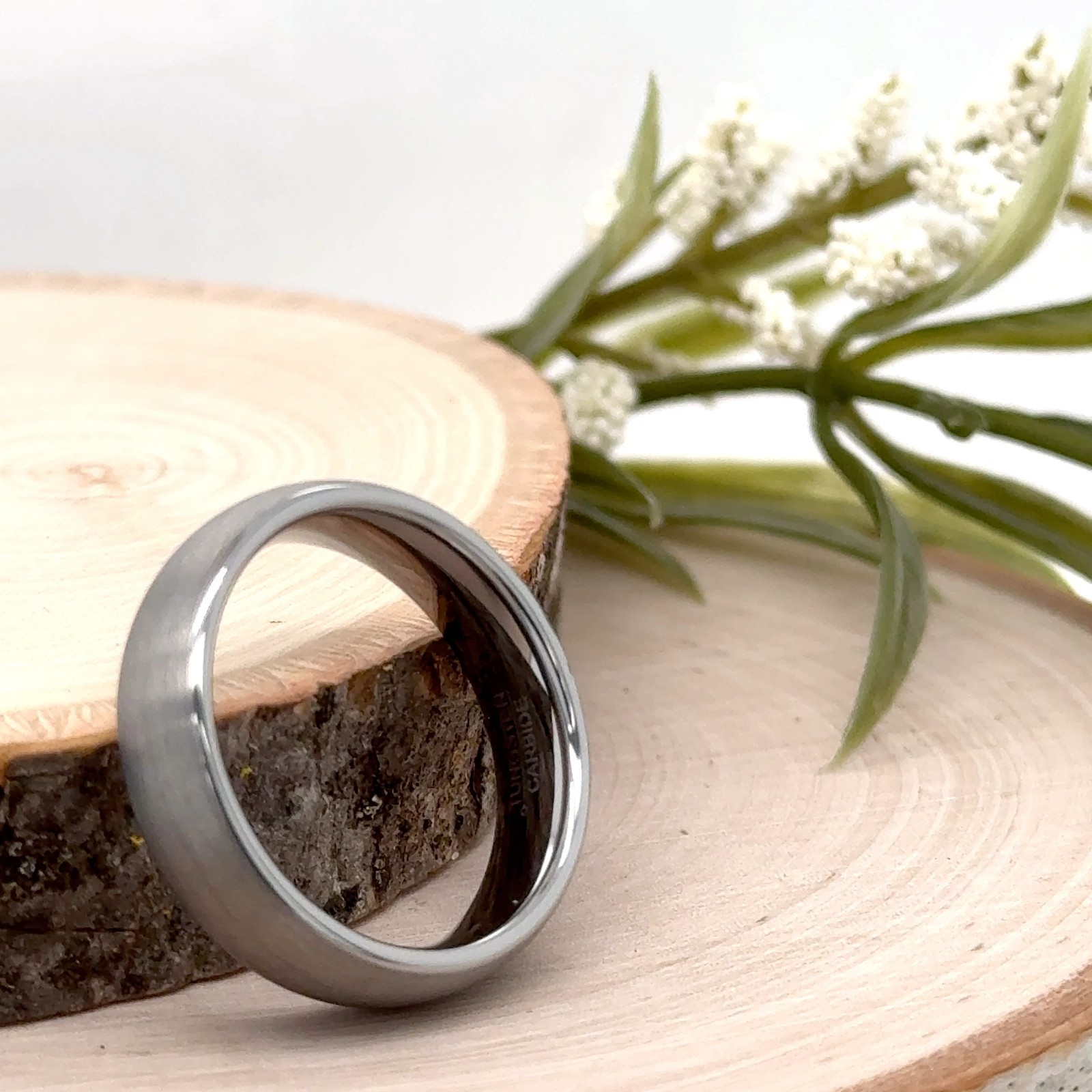 6mm Silver Tungsten Carbide Ring Gray Brushed Finish Elegant Band For Christmas