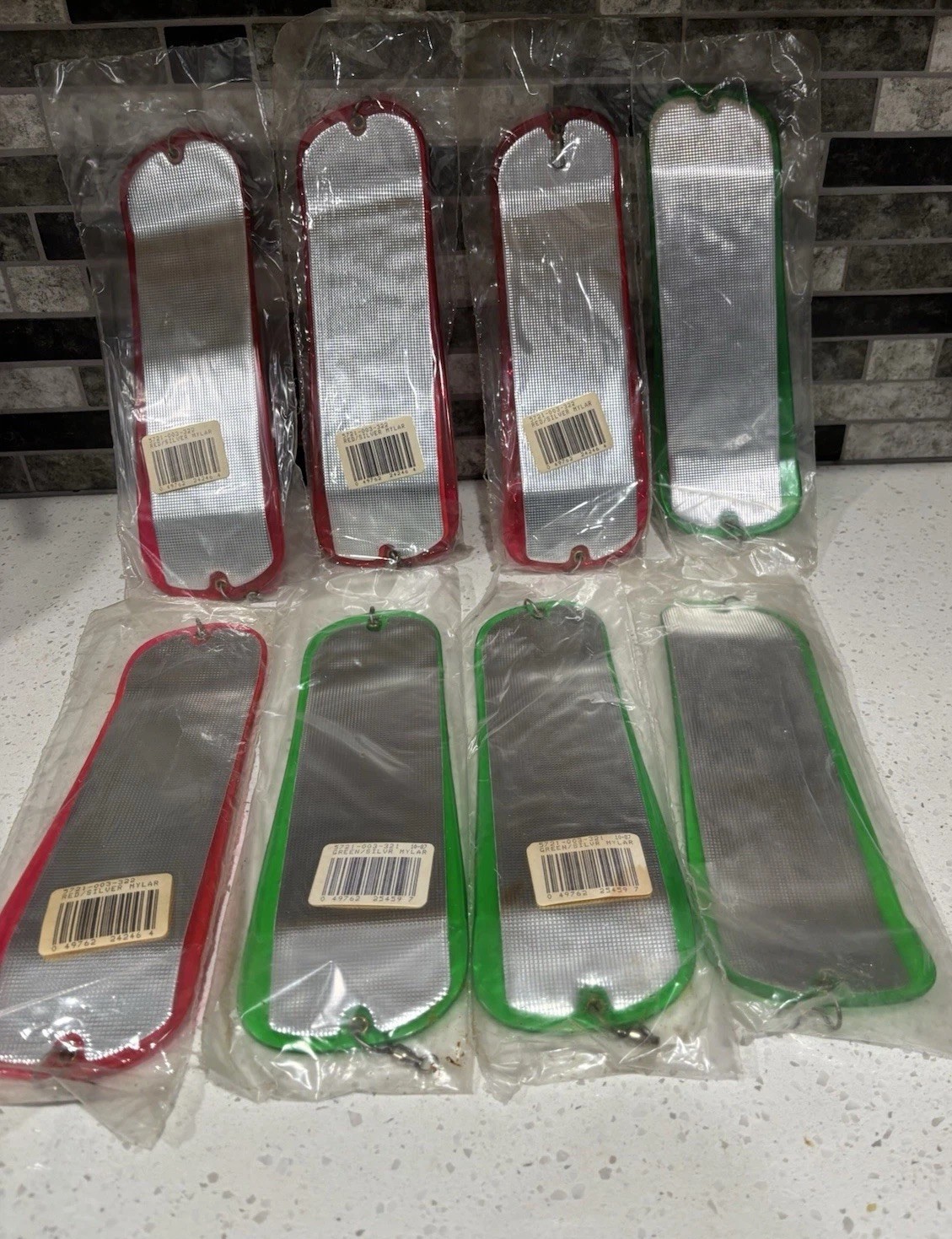 Vintage Hot Spot? Silver Mylar Flasher Lot Green/Red Lot Of 8 With Swivel *READ*