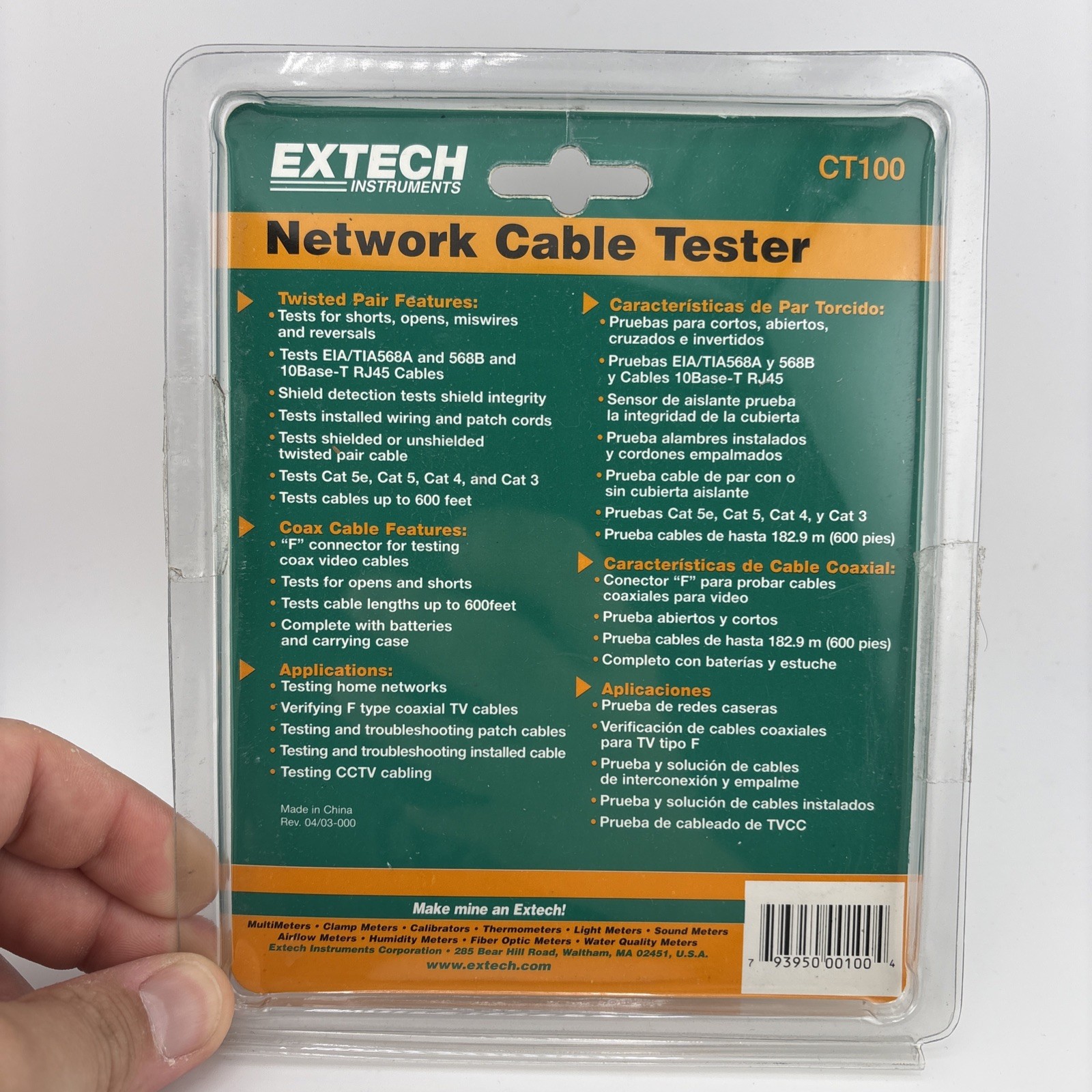 Extech CT100: Network Cable Tester EXTECH Cable Tester