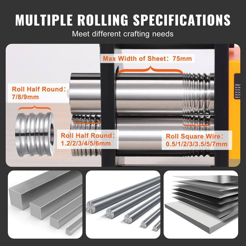 75 Mm Jewelry Rolling Mill, 3-In-1 Multi-Function Rolling Machine, 1:2 Gear Rati
