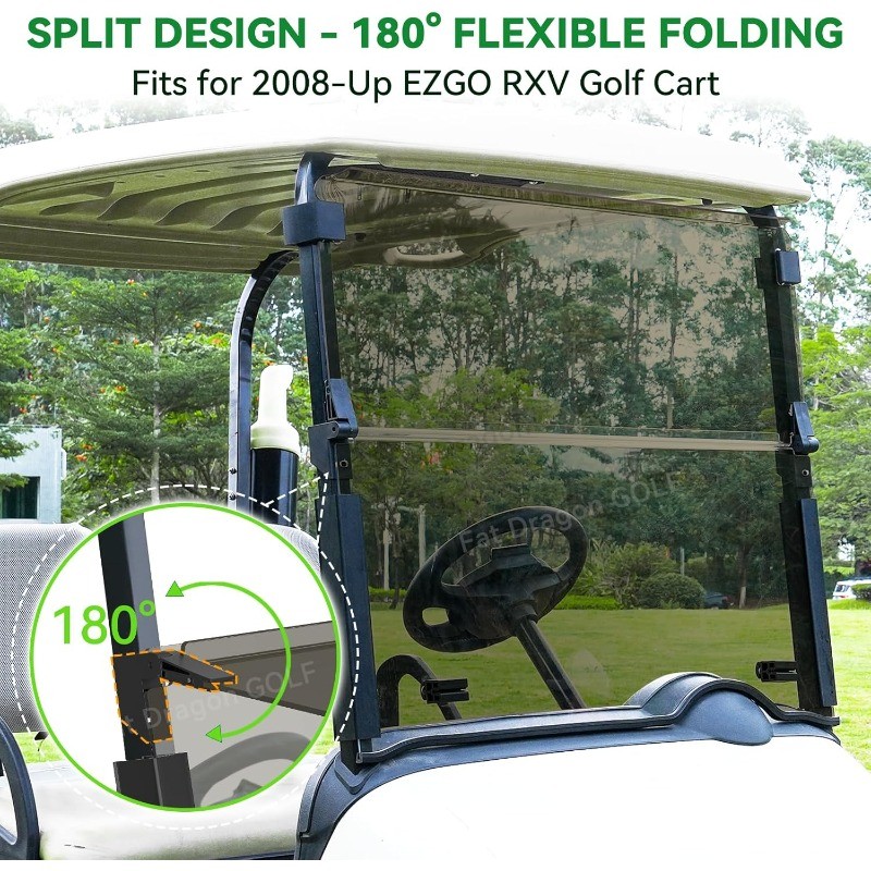 Windshield Tinted, Golf Cart Windshield with all Windshield Clips for 2008-Up