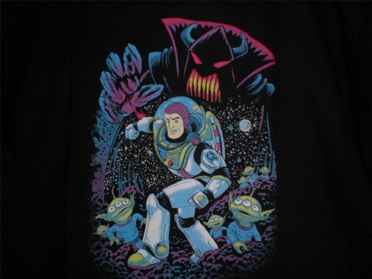 TeeFury Toy Story LARGE "Infinity and Beyond" Buzz Lightyear Tribute Shirt BLACK