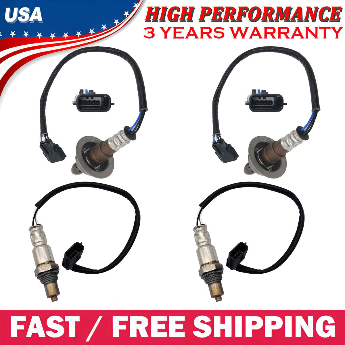 Set of 4 Oxygen Sensor For Up+Down 2017 2018 2019 2020 2021 INFINITI Q60 3.0L