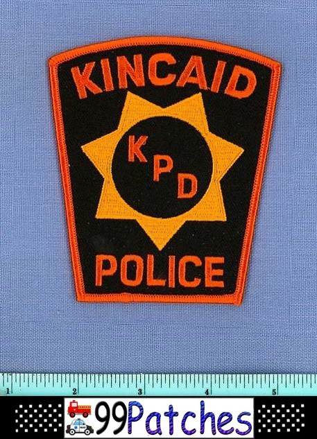KINCAID ILLINOIS Police Shoulder Patch 'KPD' IN GOLD STAR 9K