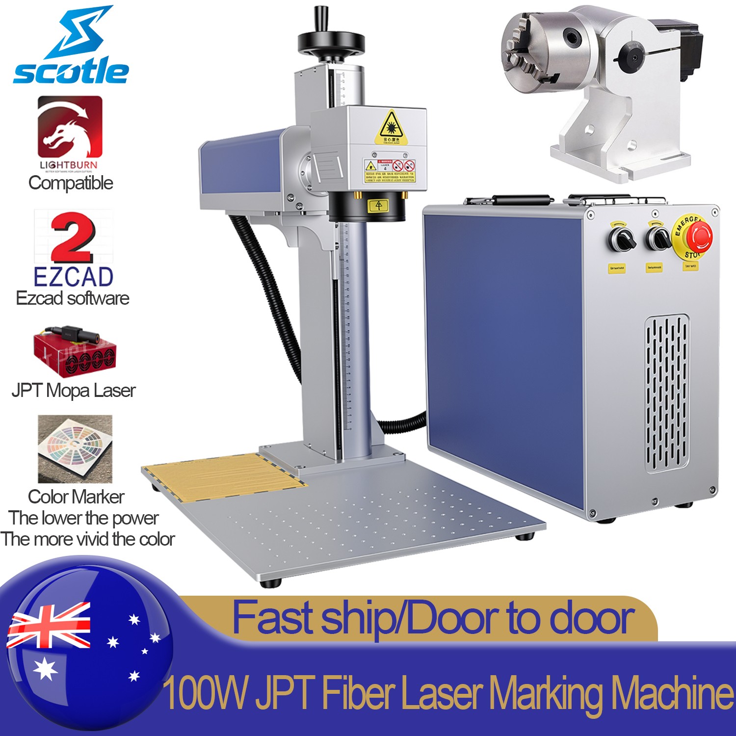 100W JPT M7 Fiber Laser Marking Machine Metal Steel Aluminum Engraving Marker AU