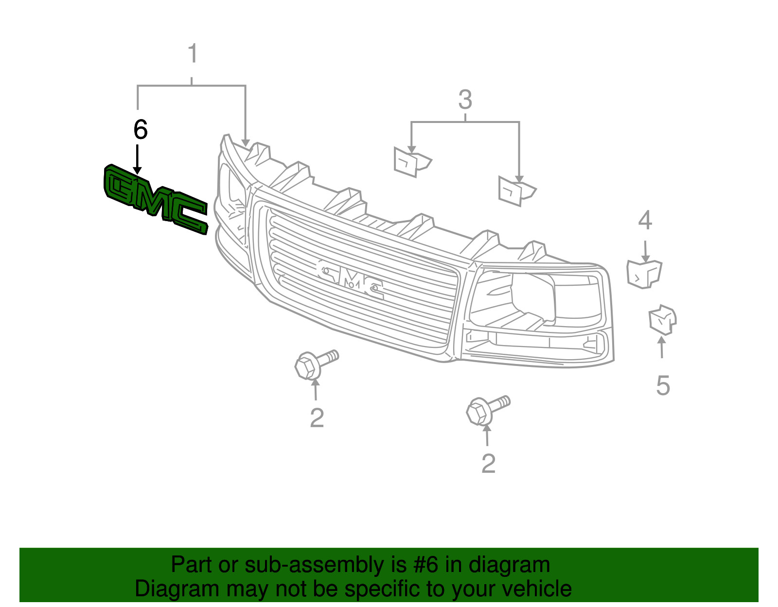 Genuine GM Front Grille GMC Logo 22881265