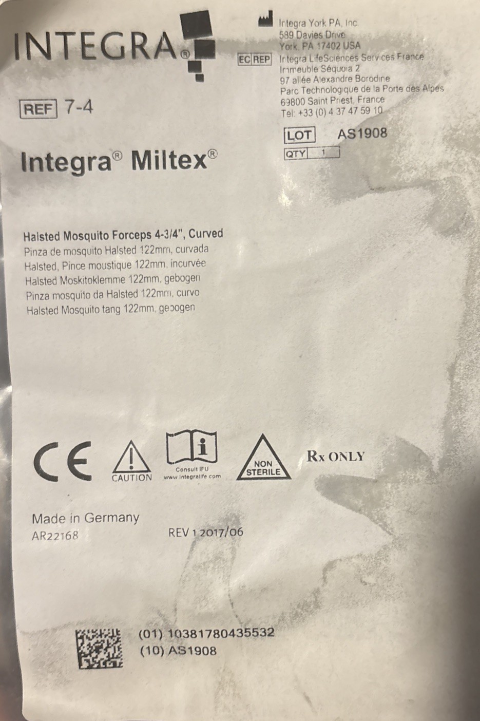 Integra Militex Haisted Mosquito Forceps 4-3/4”, Curved