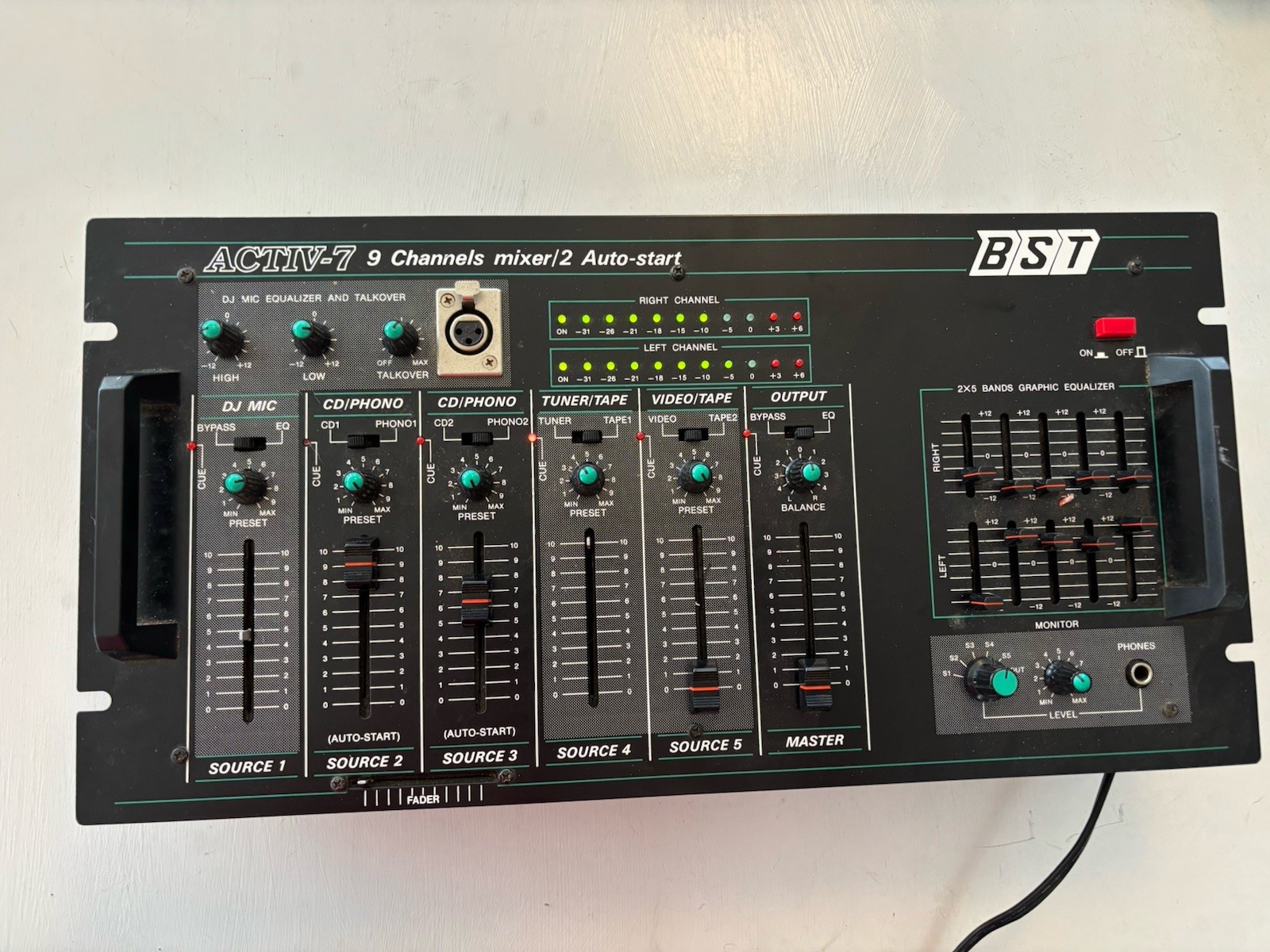 BST ACTIV 7 DJ Mixer -Powers On - Untested - Missing - 3 Level Covers