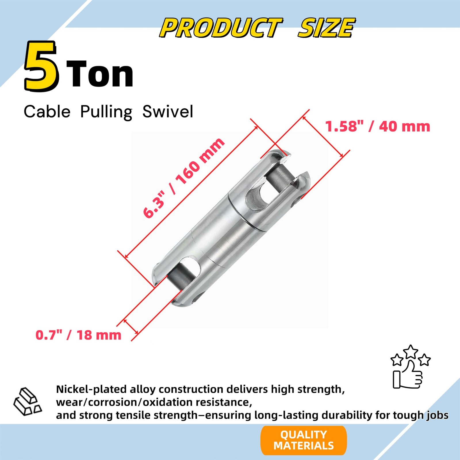 5 Ton 11023 Lbs Alloy Cable Wire Puller Bearing Breakaway Swivel Pulling Tool