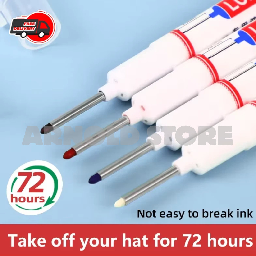 4PCS Deep Hole Marker Pens Long Nib 20mm Waterproof Markers for Metal Wood