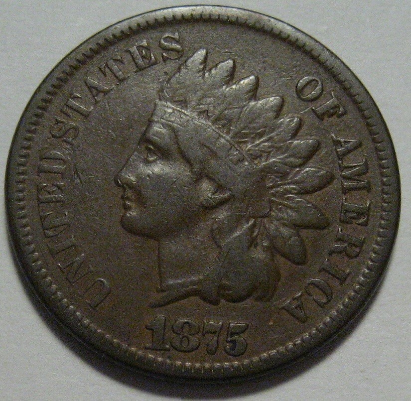 = 1875 F/VF INDIAN Cent, Nice EYE Appeal, FREE Shipping