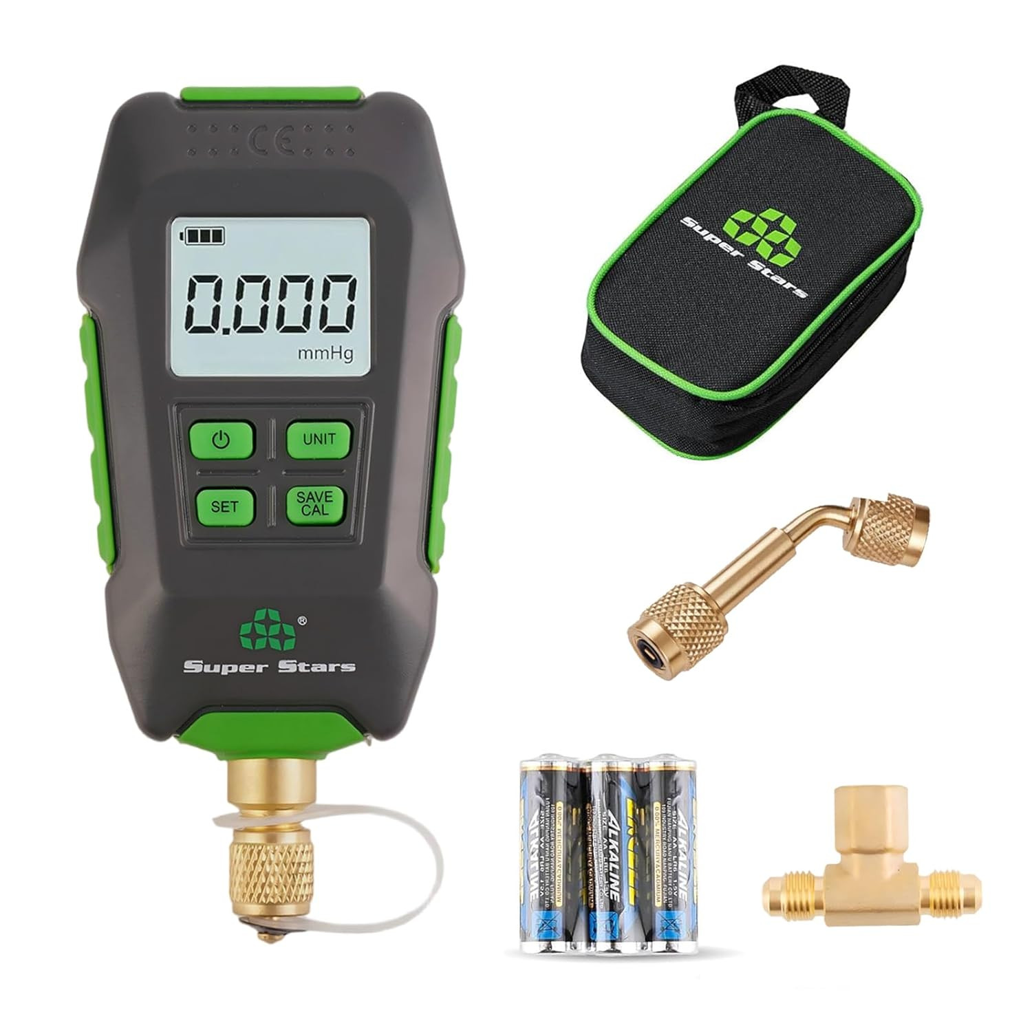 Digital Micron Vacuum Gauge, 1/4 Inch SAE, HVAC Pressure Tester with Alarm, Temp