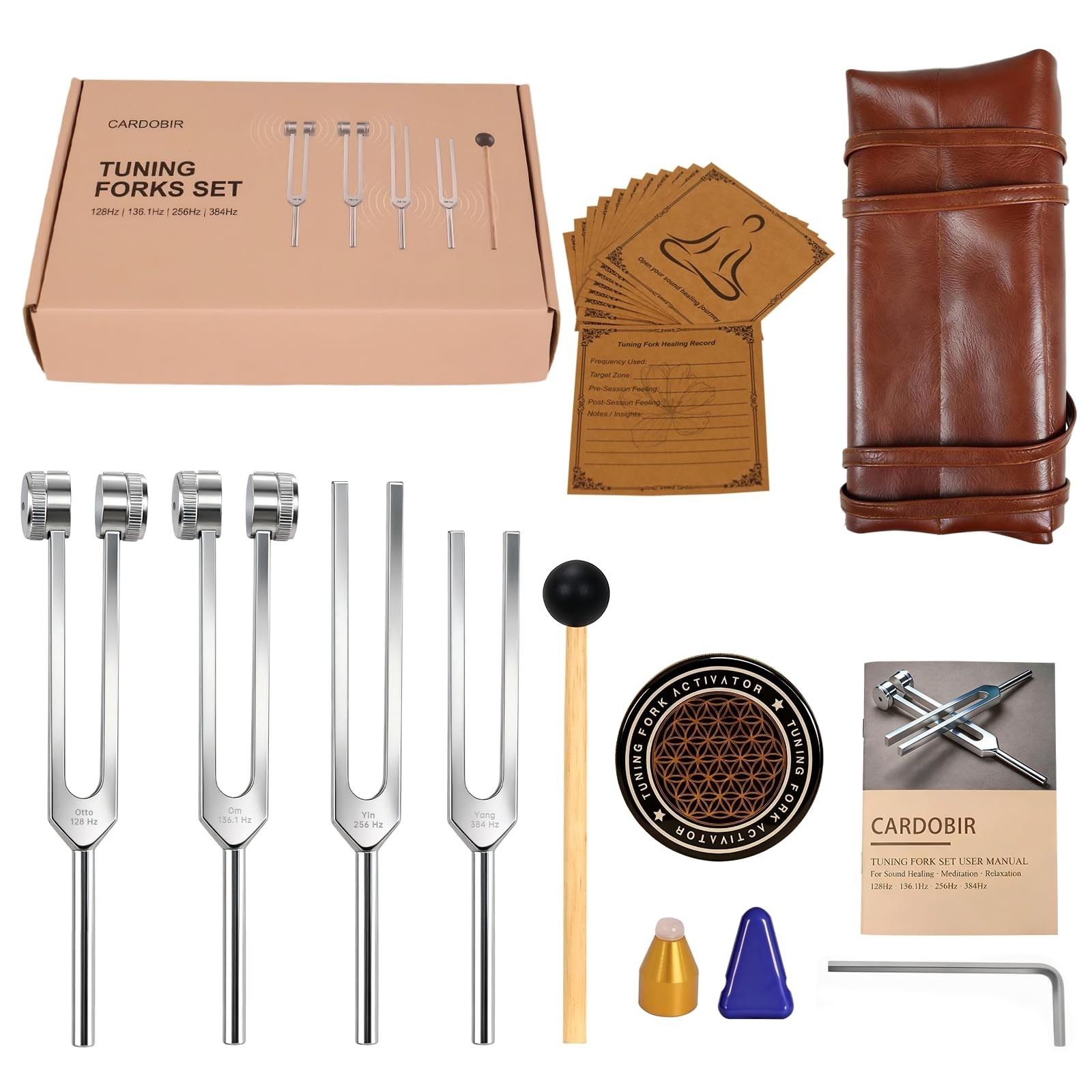 Tuning Forks for Sound Healing Set – 128Hz, 136.1Hz, 256Hz & 384Hz Aluminu