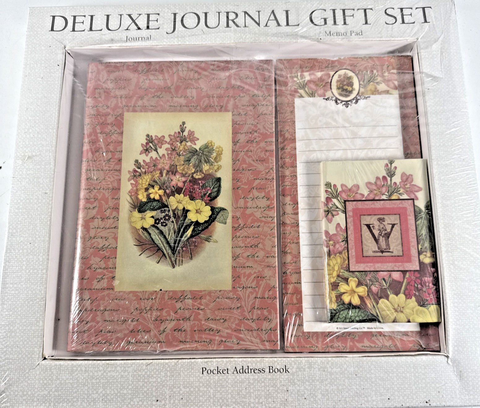 NEW OLD STOCK ESTATE Vintage Deluxe Journal Gift Set w Address Book Floral READ