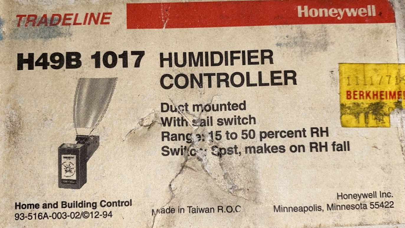 HONEYWELL H49B1017 Humidifier Controller
