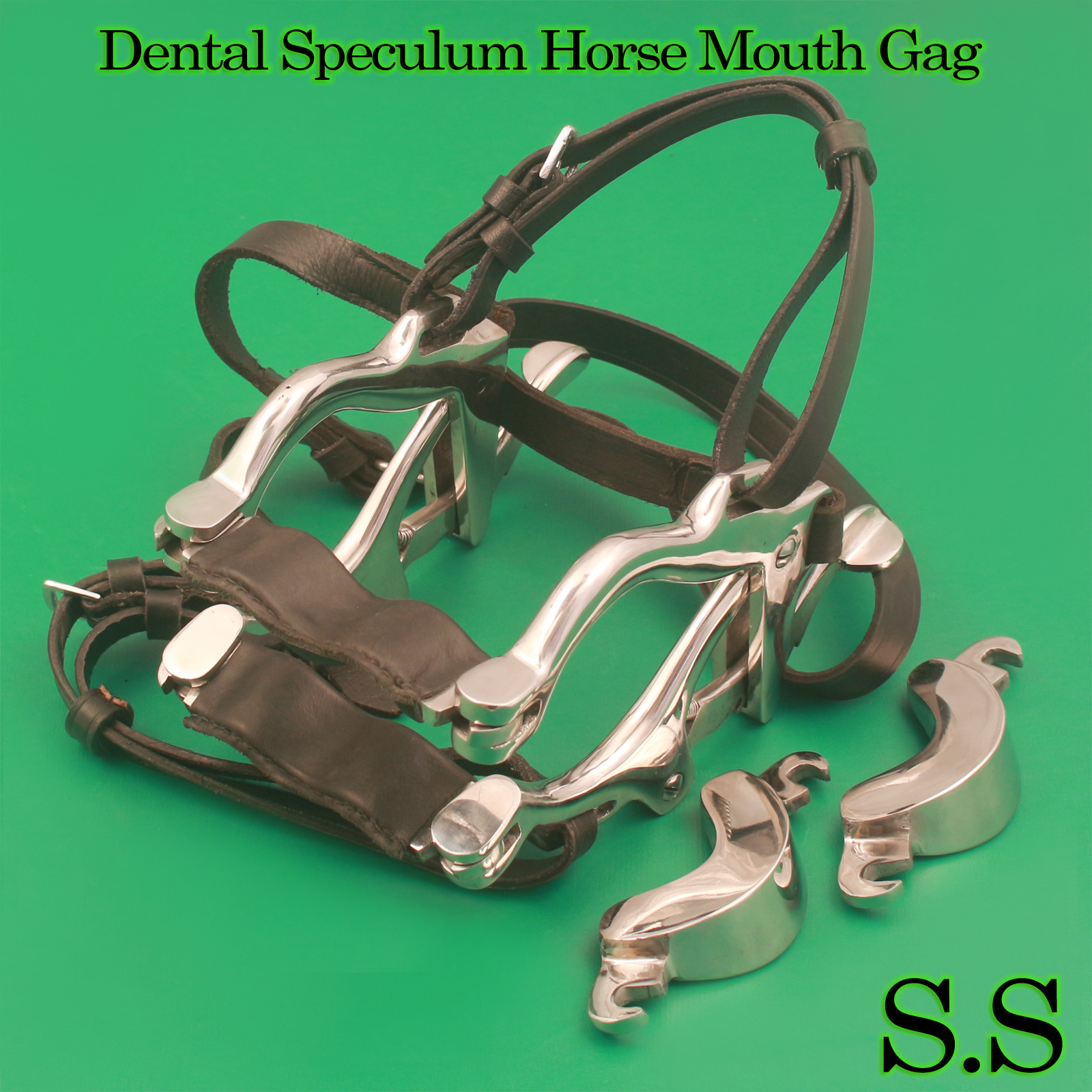 Equine Pony Dental Speculum Horse Mouth Gag Stainless Steel Leather