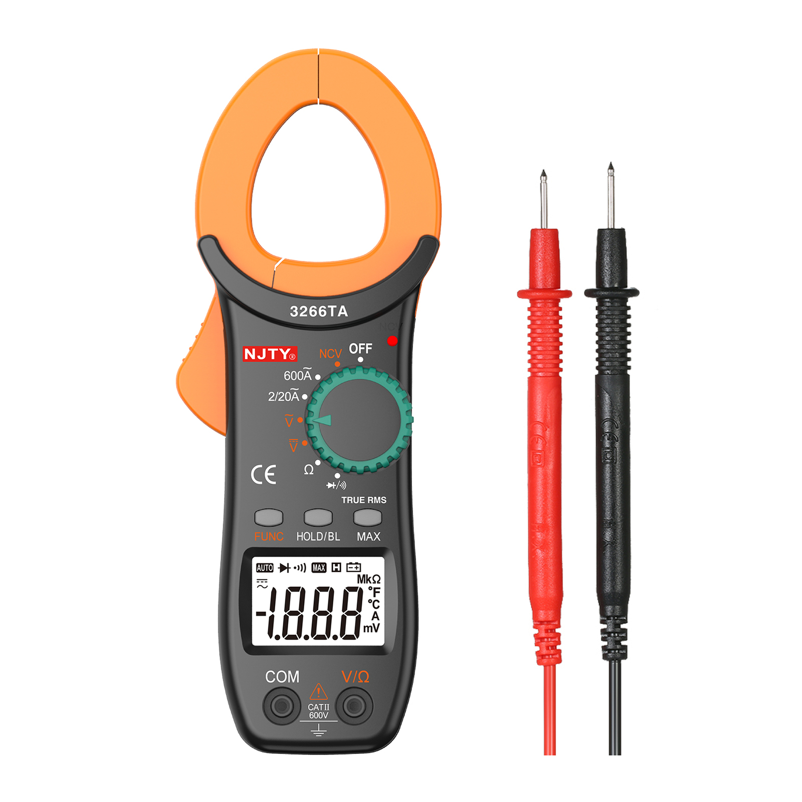 NJTY Digital Clamp Meter 2000 Counts Auto Ranging Multimeter NCV Test AC/ T9E1