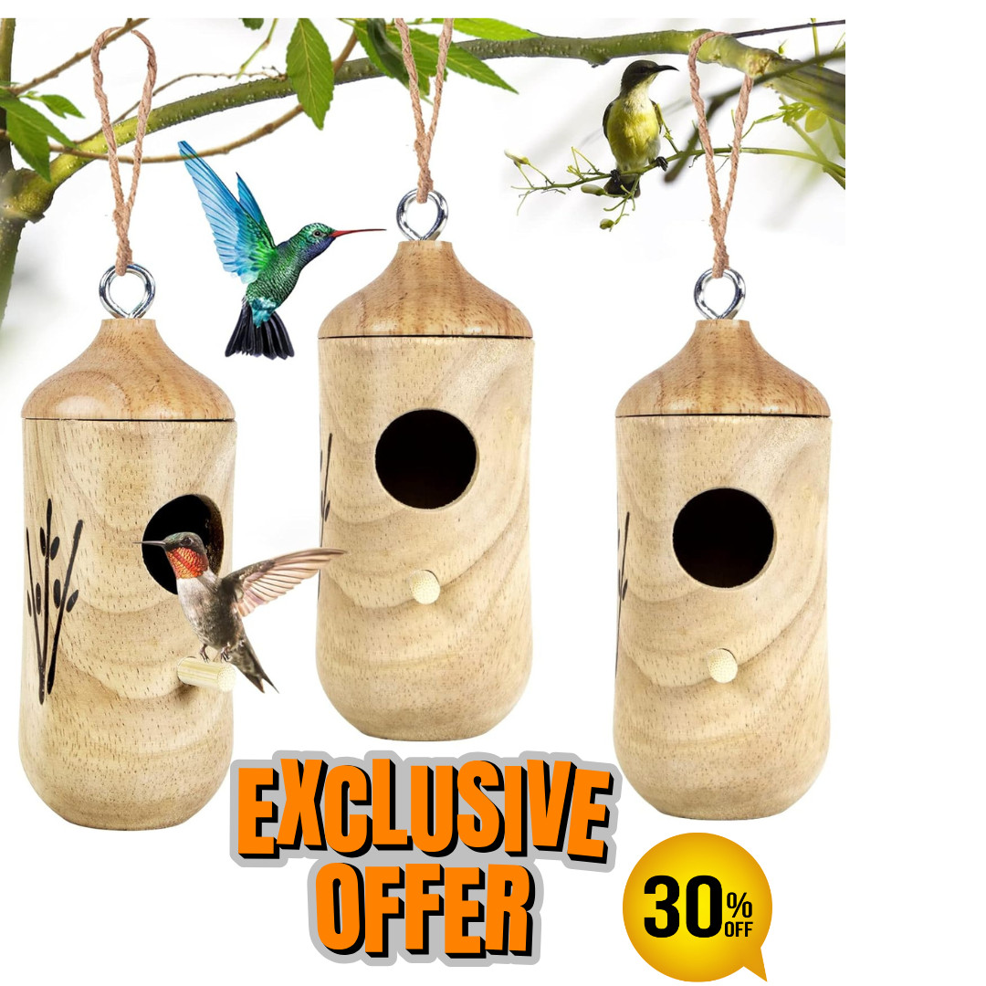 Hummingbird House for Outside Hanging  Nest 3 Pcs with Hemp Ropes