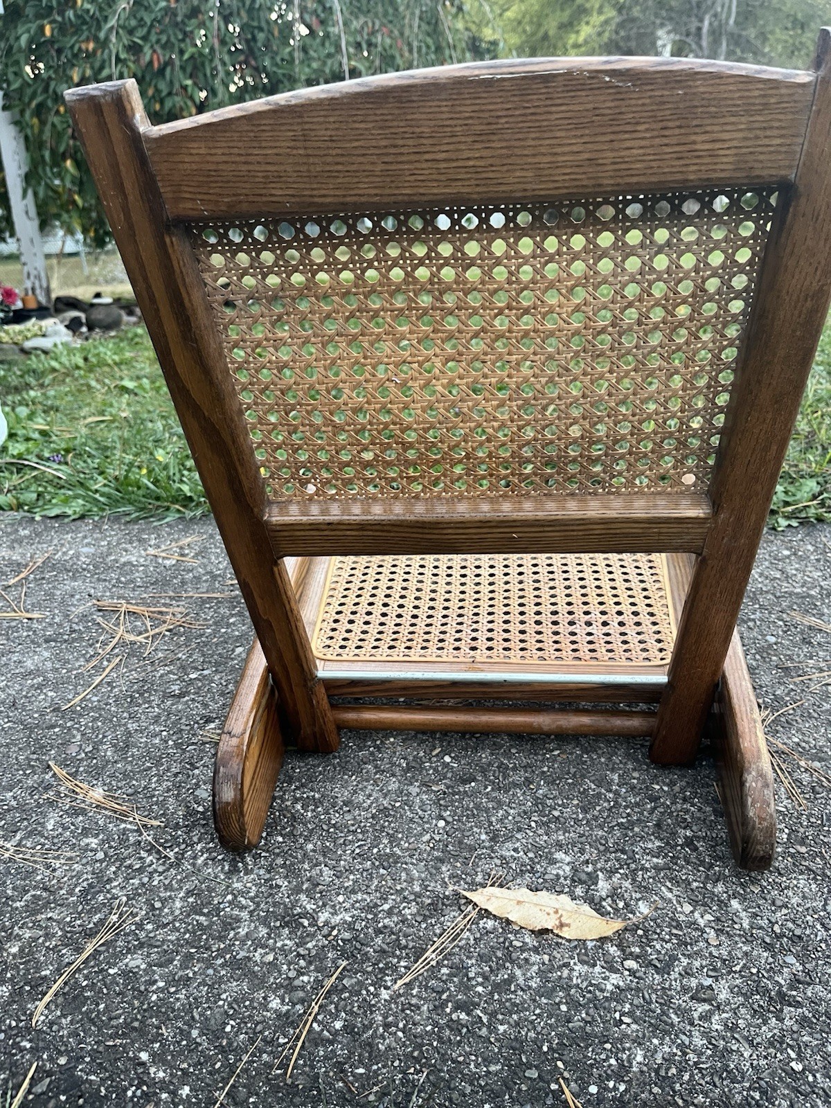 Vintage Folding Wood & Cane Canoe / Stadium Seat
