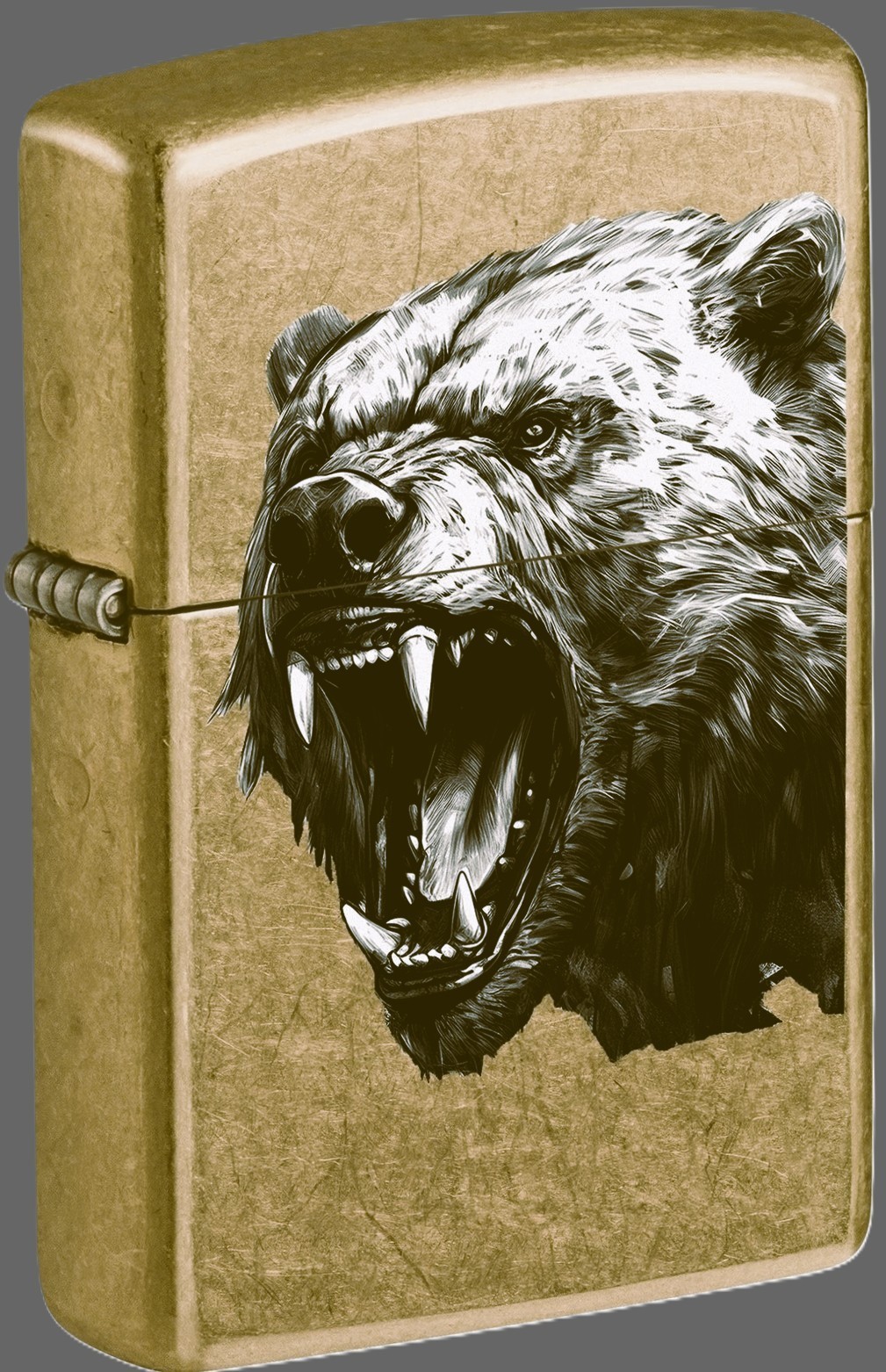 RAGING BEARS HEAD ZIPPO LIGHTER / STREET BRASS NEW IN BOX & MADE IN USA #81696