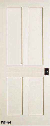 4 Panel Flat Traditional Primed MDF Mission Shaker Stile & Rail Solid Core Doors