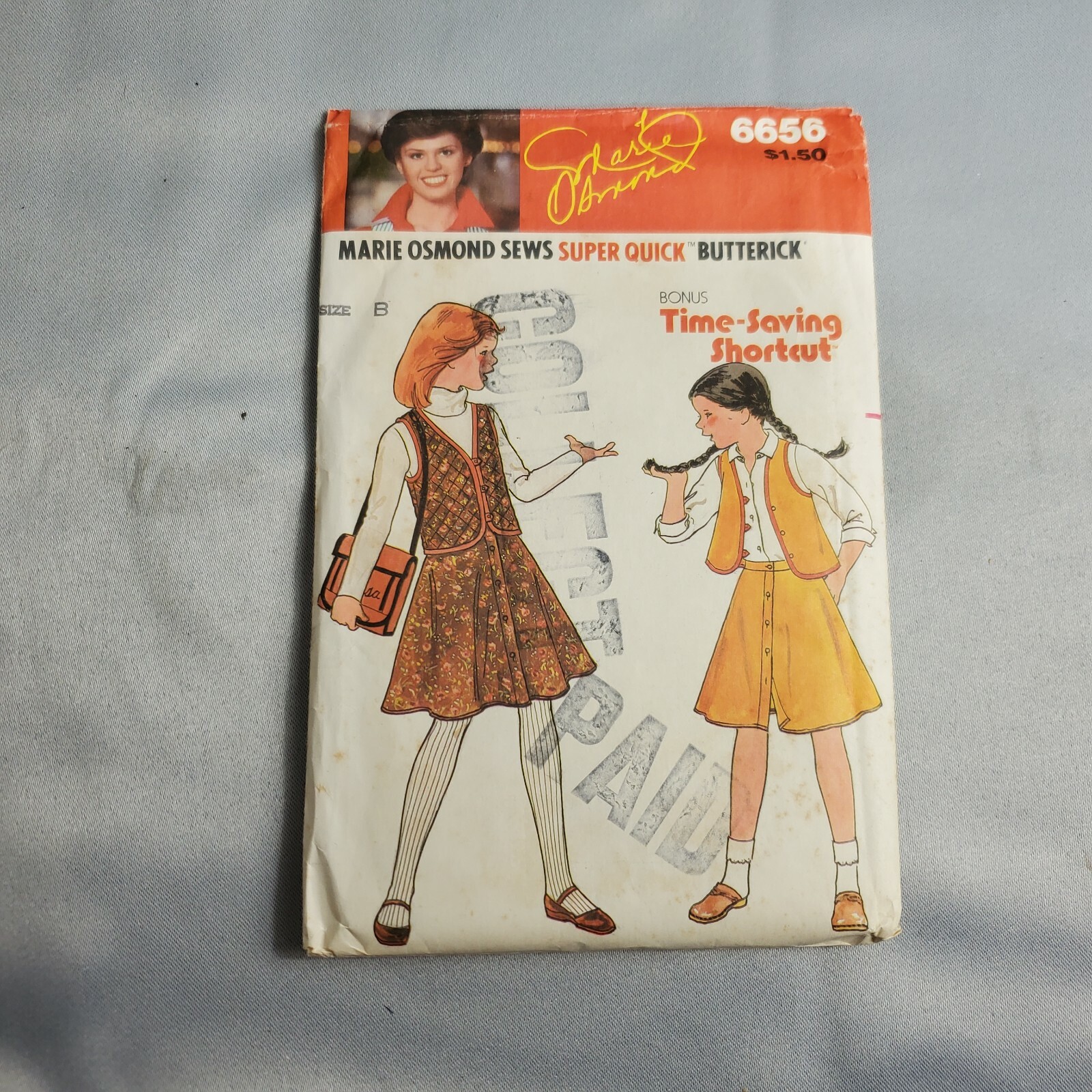 Vintage Butterick Super Quick Pattern 6656 Girls Vest Skirt Size 14 CUT