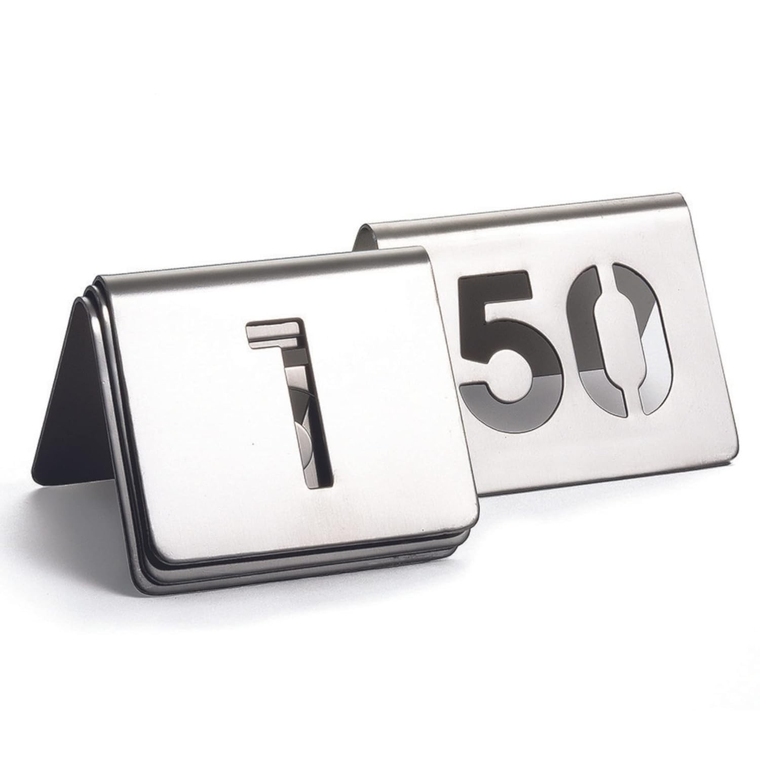 TableCraft TC125 2 1/2" Stainless Steel Cut-Out Number Table Tents - 1 to 25