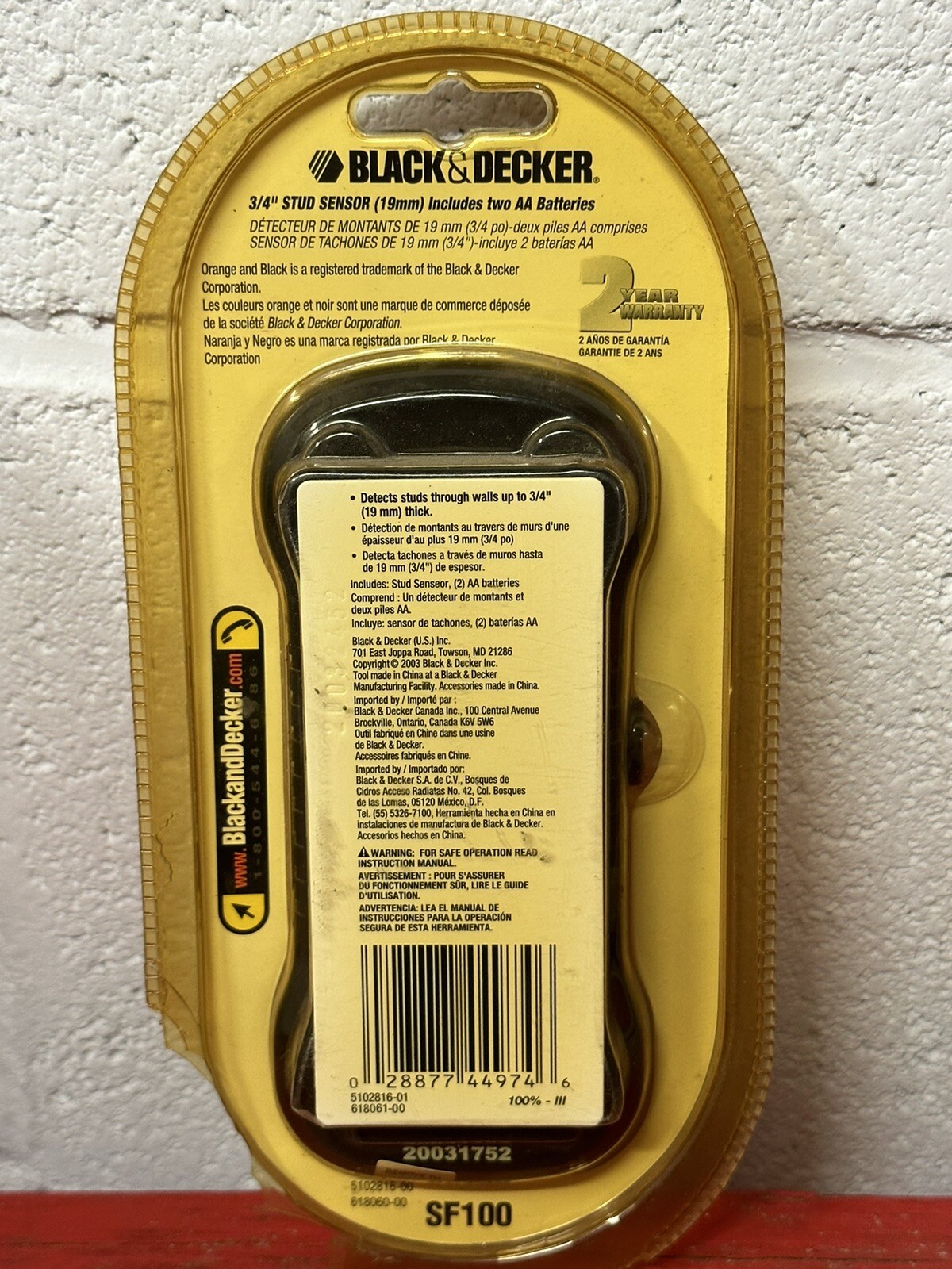 Black & Decker SF100 Stud & Metal Sensor LED Indicators Factory Sealed