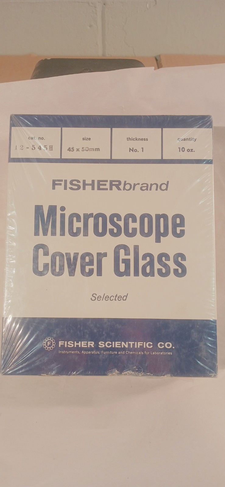 1 New Box-Fisher Microscope Slide Cover Slip Glass No. 1 Cat. 12545H 45x50mm #28