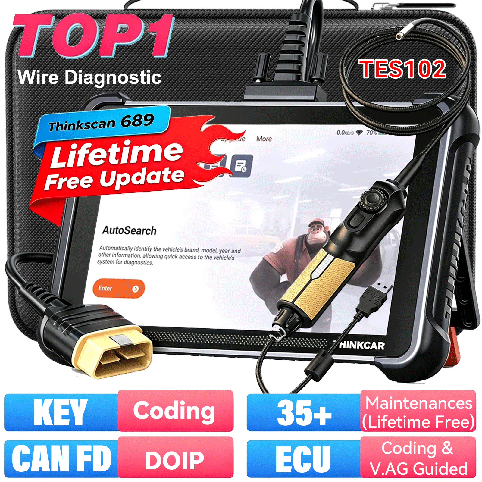 ThinkScan 689 ECU Coding Scanner Bidirectional Full System Scan Tool FREE UPDATE