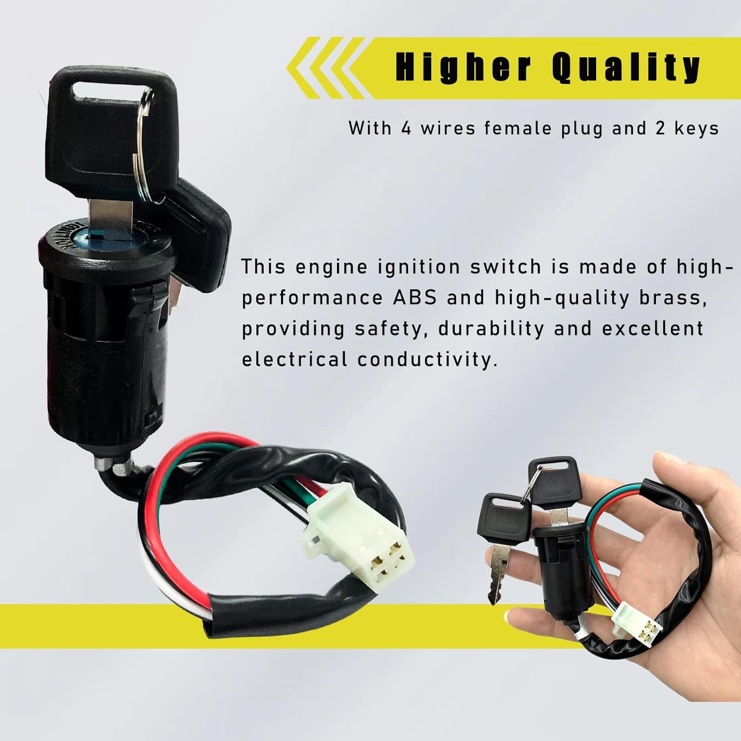 Motorcycle Ignition Switch, 4 Wire Pin Ignition Switch with 2 Keys Color: 1 PC