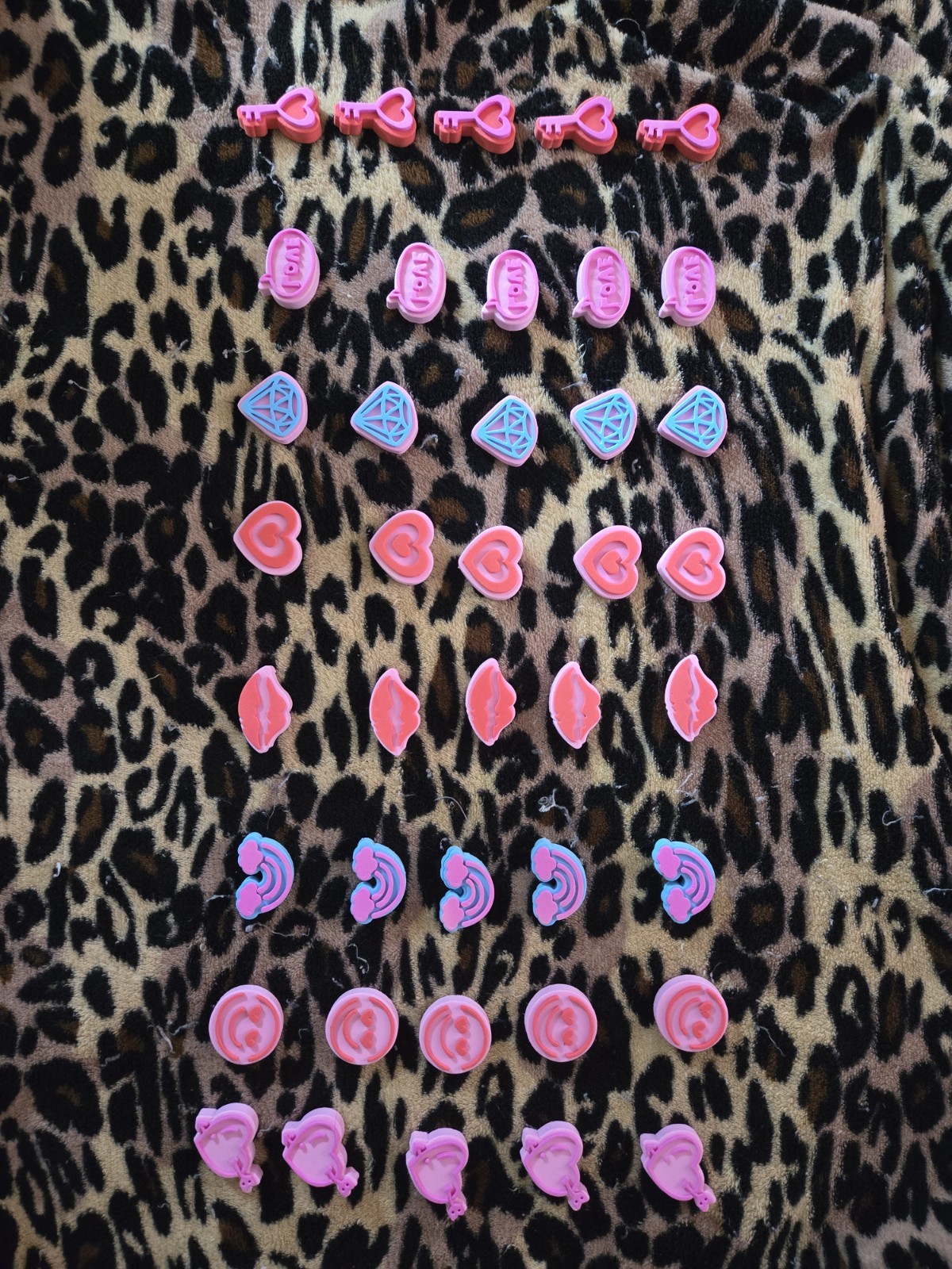 New 40 Girly/Valentine Foam Stamps Pink/Red/Blue