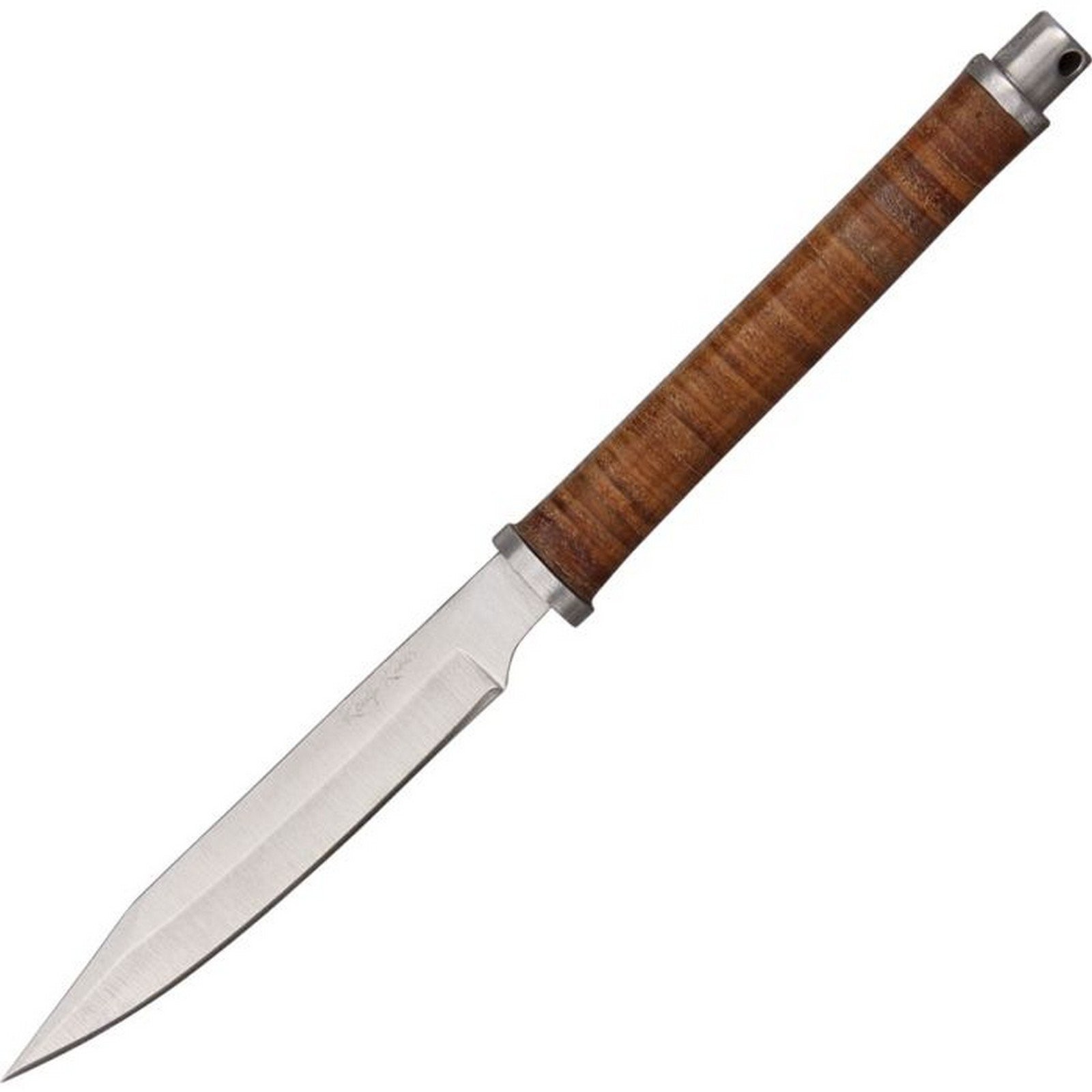 Rough Rider Slim Design Fixed Knife Stainless Steel Blade Leather Handle - H7093