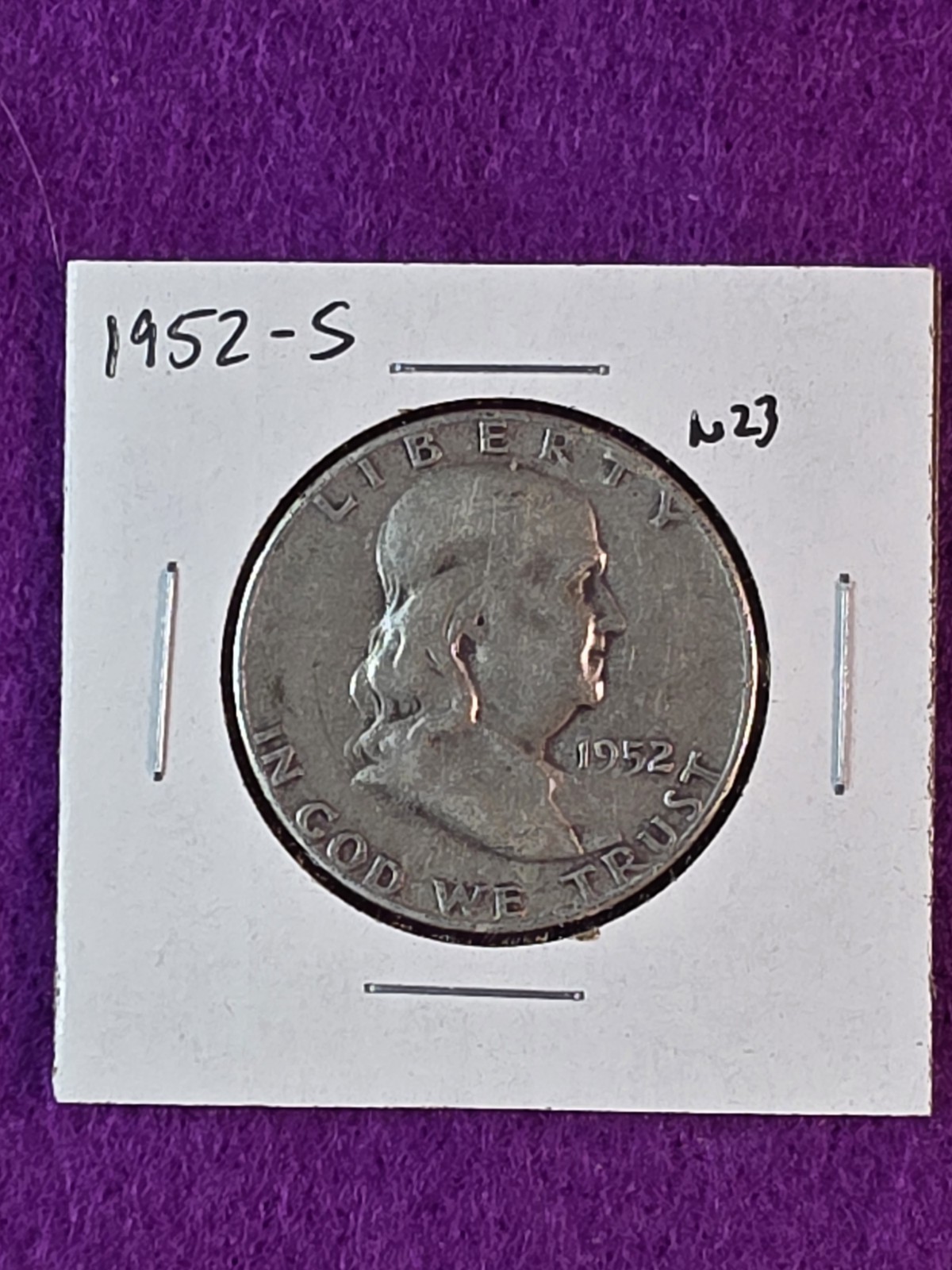 1952 S Franklin Half Dollar 50c U.S. Coin 90% Silver