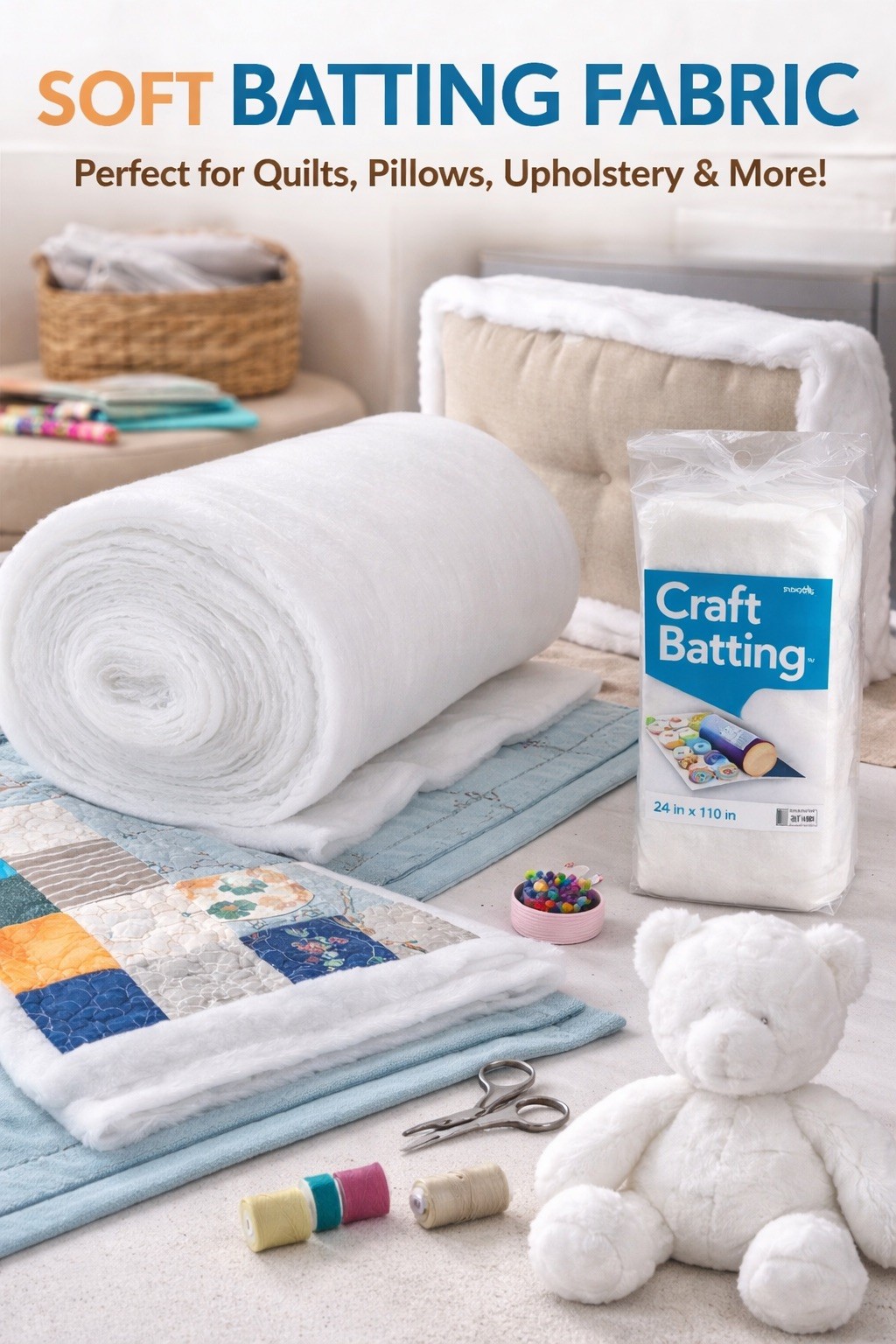 Home Goods 48 Inch Wide Quilt Batting Multipurpose Dacron Fiber Polyester