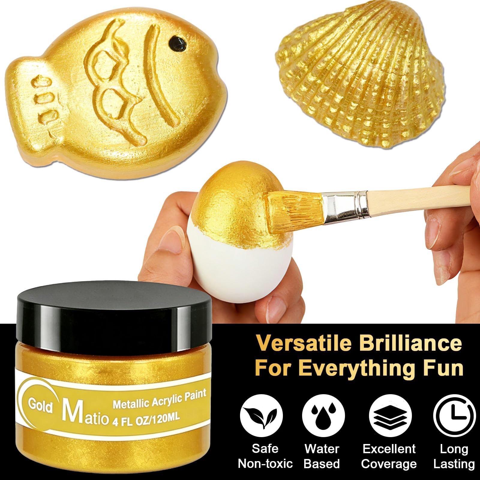Matio Gold Paint, 120ML Metallic Liquid Leaf 120ML, Bright