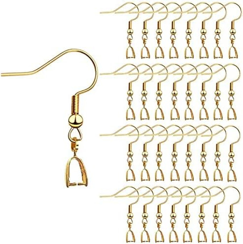 50PCS Earring Hooks with Pinch Bails Clasp for DIY Earring Making (Gold)