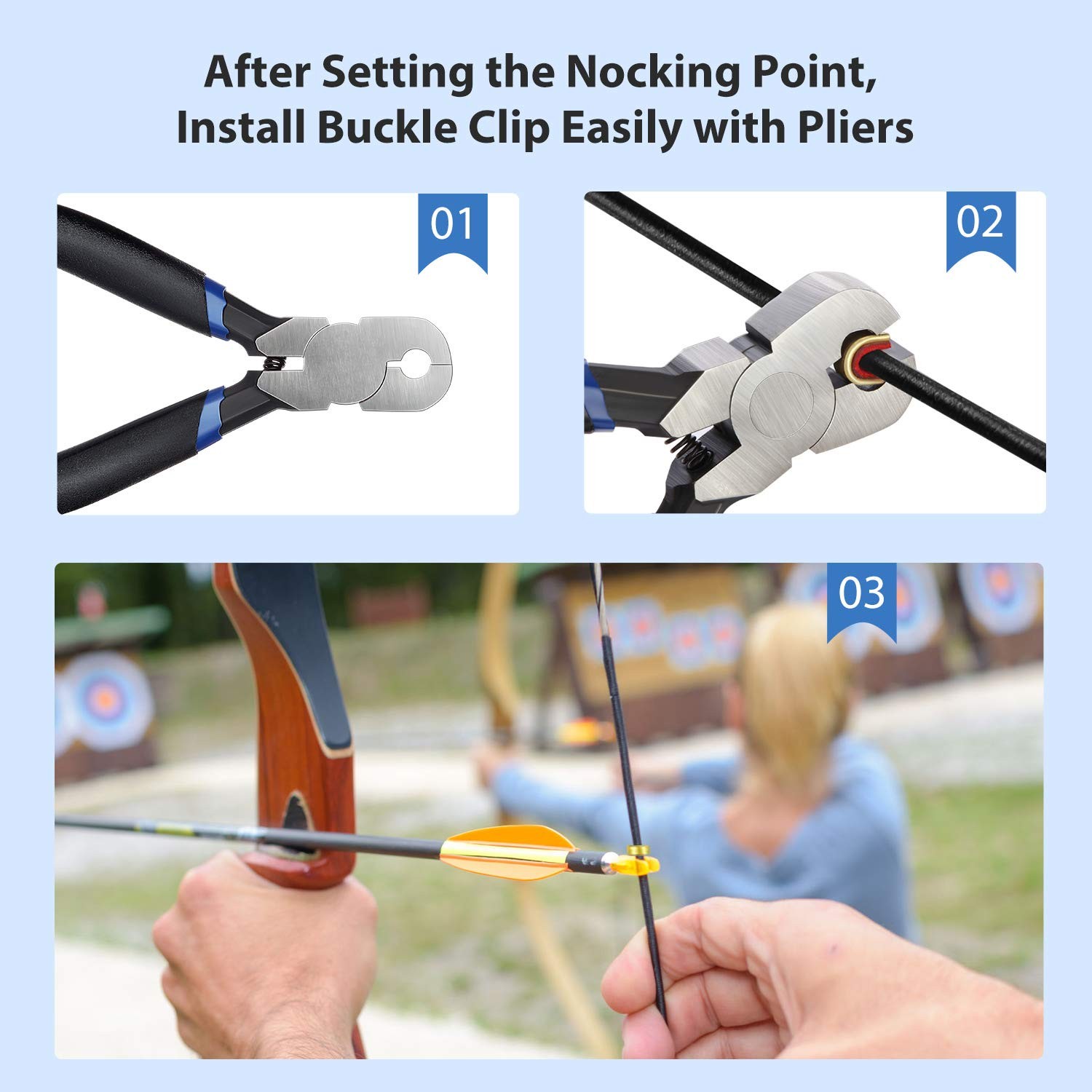 Zonon Bow String Nocking Points Pliers Strings Knock Set T Shape Dark Blue